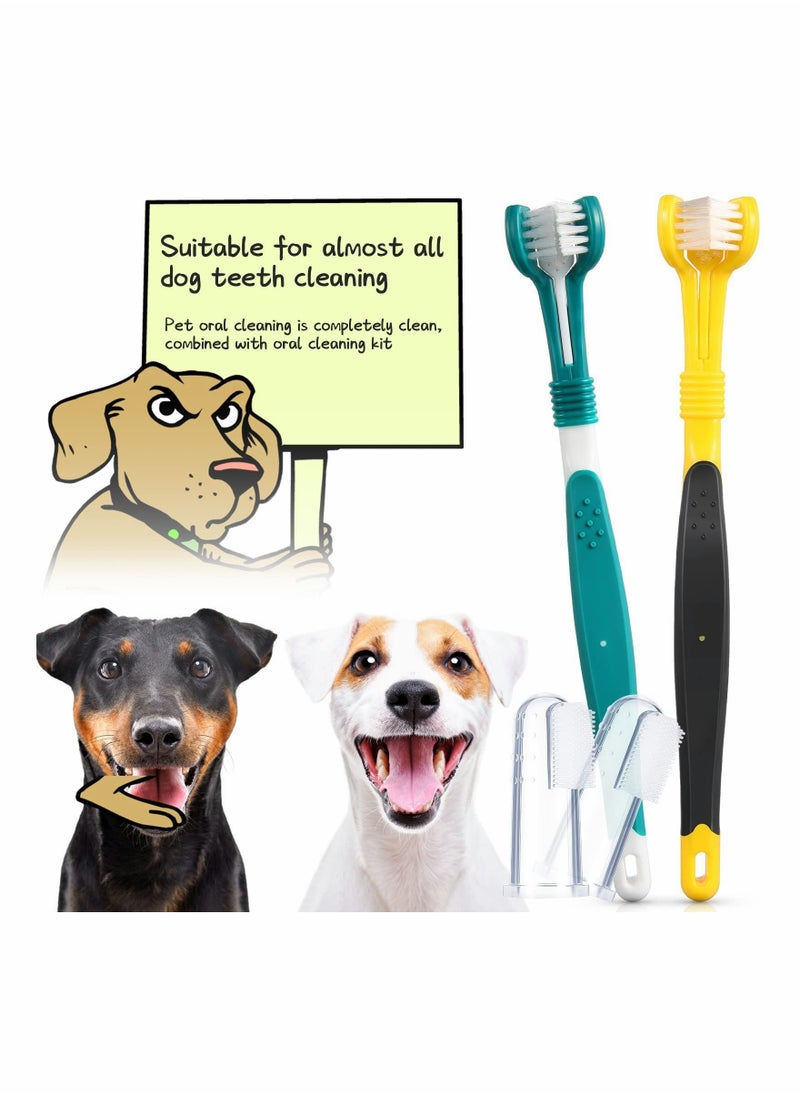 7 Pieces Dog Teeth Cleaning Kit Includes Dental Tooth Scaler and Scraper Stainless Steel Tarter Remover Scraper 3 Head Dog Toothbrush and Silicone Dog Finger Toothbrush Dog Plaque Remover Tools