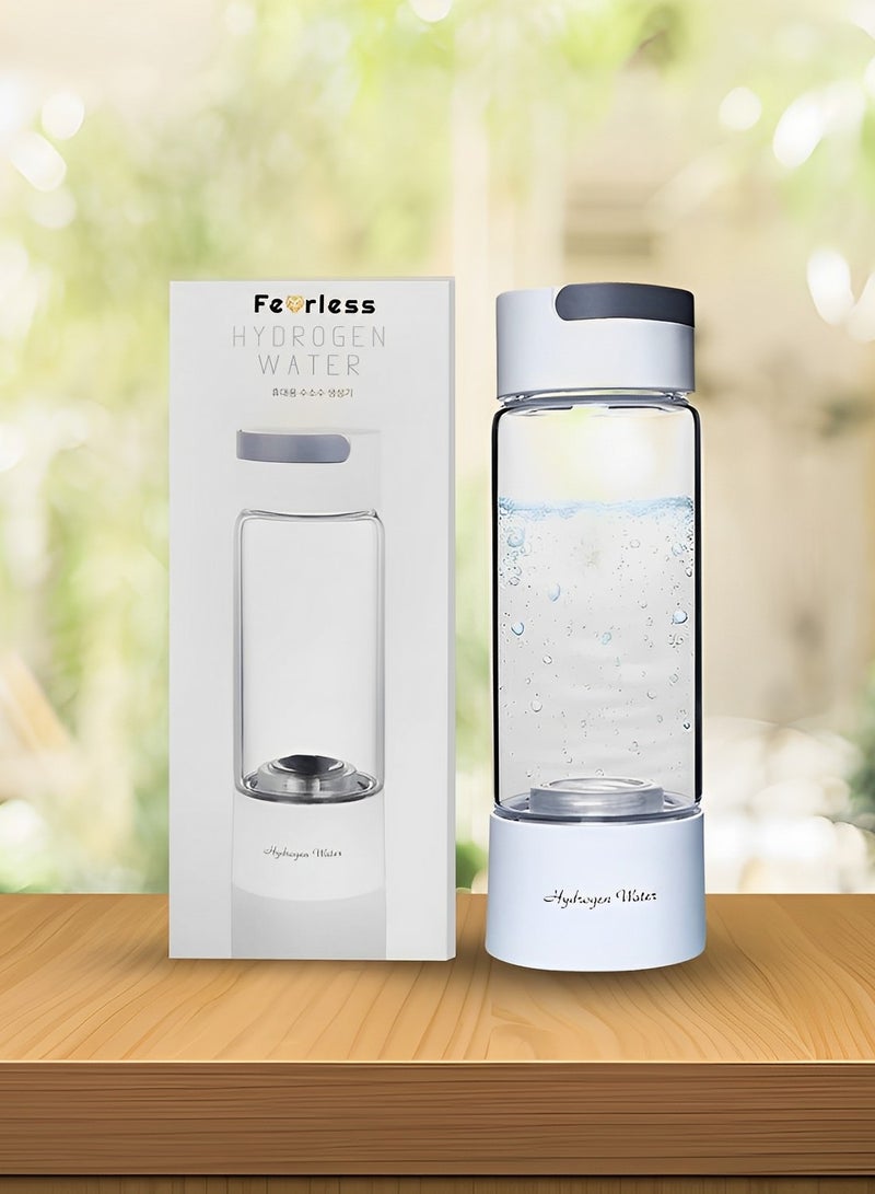 Rechargeable and Portable Glass H2 Hydrogen Rich Water Generator Bottle with inhaler | Advanced PEM(Japan) and SPE(Korea) Technology with up to 3000 PPB | Balanced PH Water Ionizer with Self Cleaning