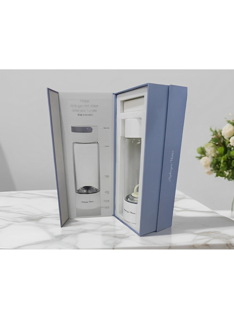 Rechargeable and Portable Glass H2 Hydrogen Rich Water Generator Bottle with inhaler | Advanced PEM(Japan) and SPE(Korea) Technology with up to 3000 PPB | Balanced PH Water Ionizer with Self Cleaning