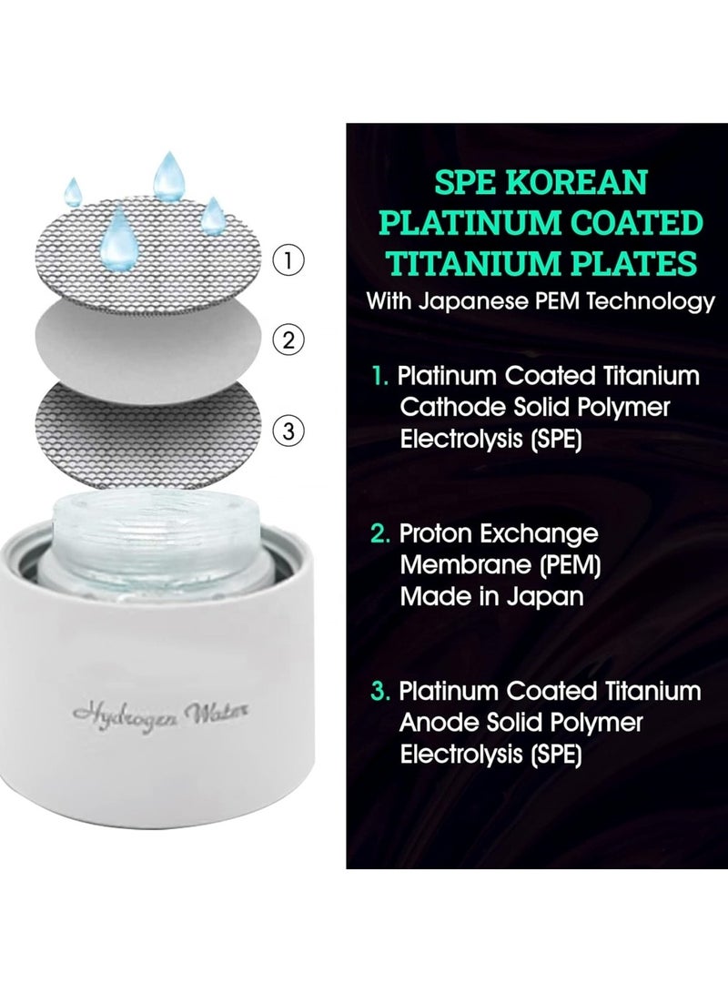 Rechargeable and Portable Glass H2 Hydrogen Rich Water Generator Bottle with inhaler | Advanced PEM(Japan) and SPE(Korea) Technology with up to 3000 PPB | Balanced PH Water Ionizer with Self Cleaning