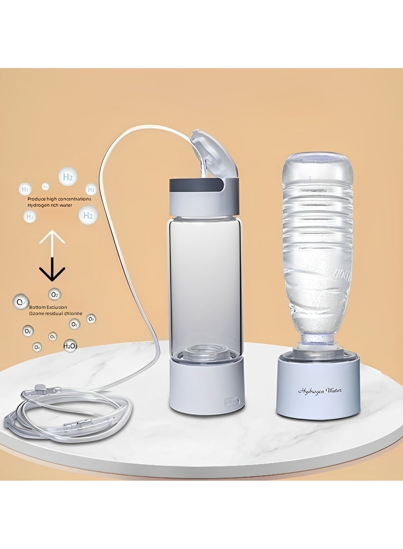 Rechargeable and Portable Glass H2 Hydrogen Rich Water Generator Bottle with inhaler | Advanced PEM(Japan) and SPE(Korea) Technology with up to 3000 PPB | Balanced PH Water Ionizer with Self Cleaning
