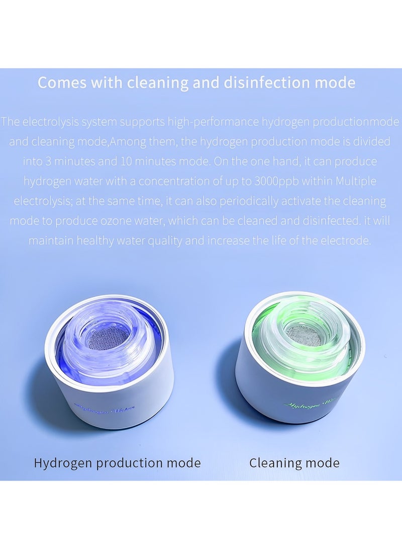 Rechargeable and Portable Glass H2 Hydrogen Rich Water Generator Bottle with inhaler | Advanced PEM(Japan) and SPE(Korea) Technology with up to 3000 PPB | Balanced PH Water Ionizer with Self Cleaning