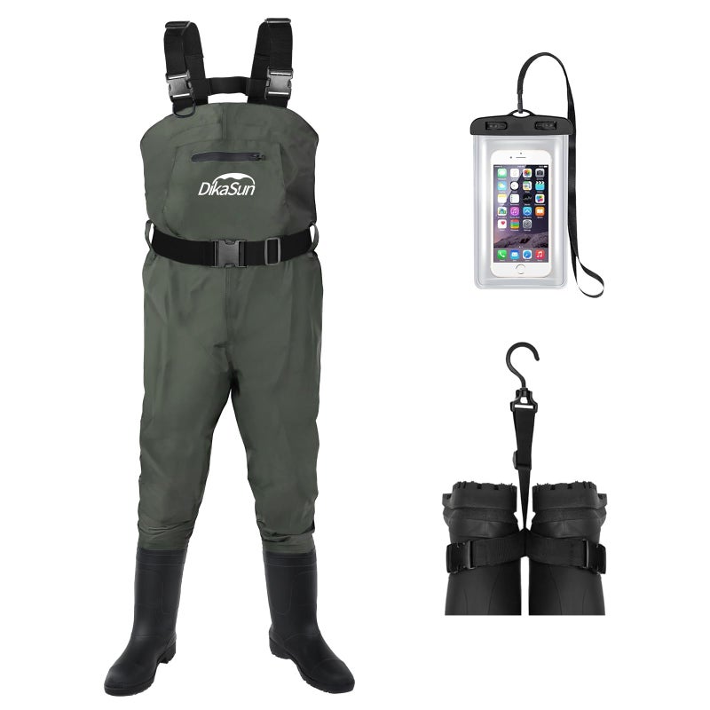 DikaSun Waterproof Fishing Waders for Men Women 2Ply NylonPVC Chest Wader with Boots for Fly Fishing - Image 2