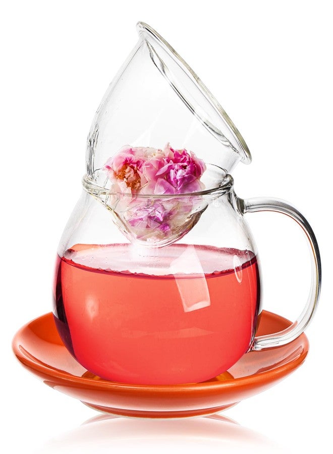 Acshio Mushroom Tea Cup, 11 Oz Cute Glass Cup with Tea Infuser and Lid, Heat Resistant Kawaii Mushroom Mug Set Coffee Teapot with Ceramic Coasters, Perfect for Mother's Day Birthday Gift, Orange - Image 5