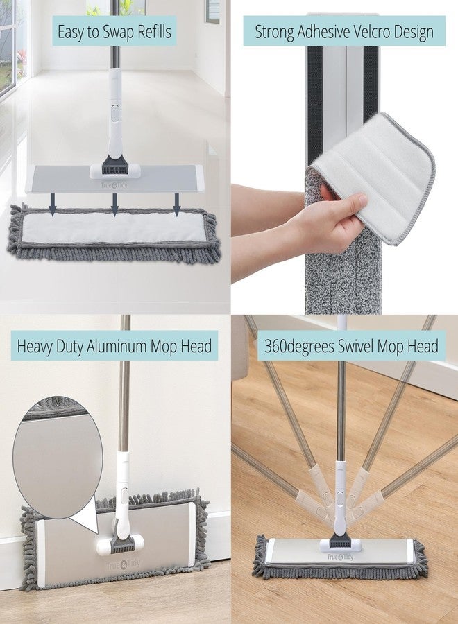 True & Tidy® ممسحة حيوانات أليفة ثقيلة الوزن للرطوبة والجفاف، تشمل 1 قطعة ميكروفايبر و1 قطعة شينيل، رأس ممسحة من الألمنيوم، لجميع أنواع الأرضيات، لتنظيف شعر الحيوانات الأليفة - Image 5