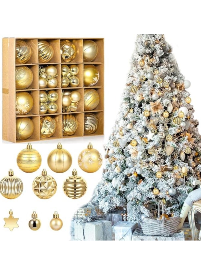 AUTOYSUR 42 Pcs Christmas Tree Balls Ornaments, Christmas Decorative Hanging Baubles for Home Party Holiday Wedding Tree Decorations (Gold) - Image 4