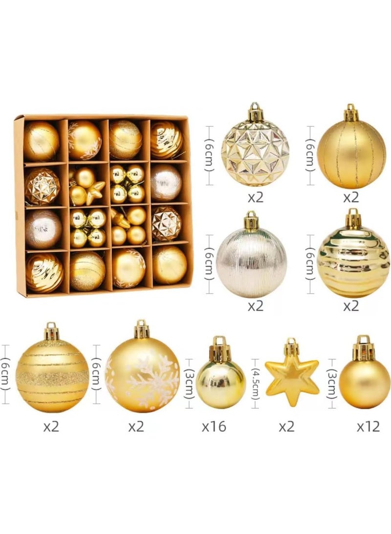 AUTOYSUR 42 Pcs Christmas Tree Balls Ornaments, Christmas Decorative Hanging Baubles for Home Party Holiday Wedding Tree Decorations (Gold) - Image 2