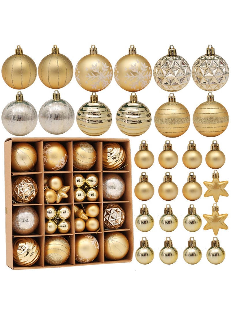 AUTOYSUR 42 Pcs Christmas Tree Balls Ornaments, Christmas Decorative Hanging Baubles for Home Party Holiday Wedding Tree Decorations (Gold) - Image 1