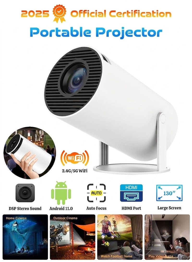 Portable Projector Pocket 5G WIFI Android11.0 Support 130 Inches Home Theater Full HD for Indoor Outdoor Home Birthday Gift Compatible with TV Stick/HDMI/USB/PS5/iOS/PS4 - Image 1