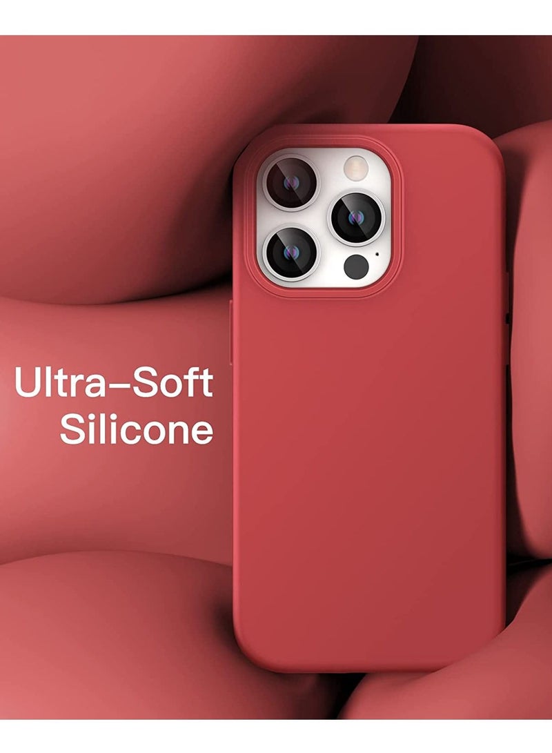 Silicone Case for iPhone 14 Pro 6.1-Inch, Silky-Soft Touch Full-Body Protective Phone Case, Shockproof Cover with Microfiber Lining (Red) - Image 3