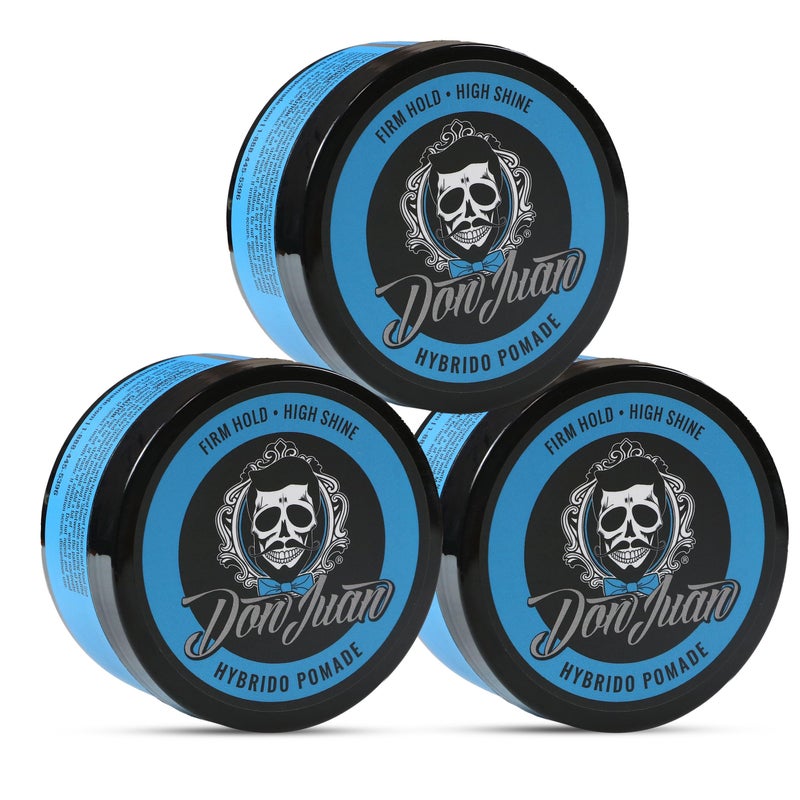 Don Juan Hybrido Pomade 4 Ounce Pack Of 3  Water Based  Strong Hold  High Shine  Natural Plant Extracts and Ocean Minerals  Summer Sea Breeze Scent