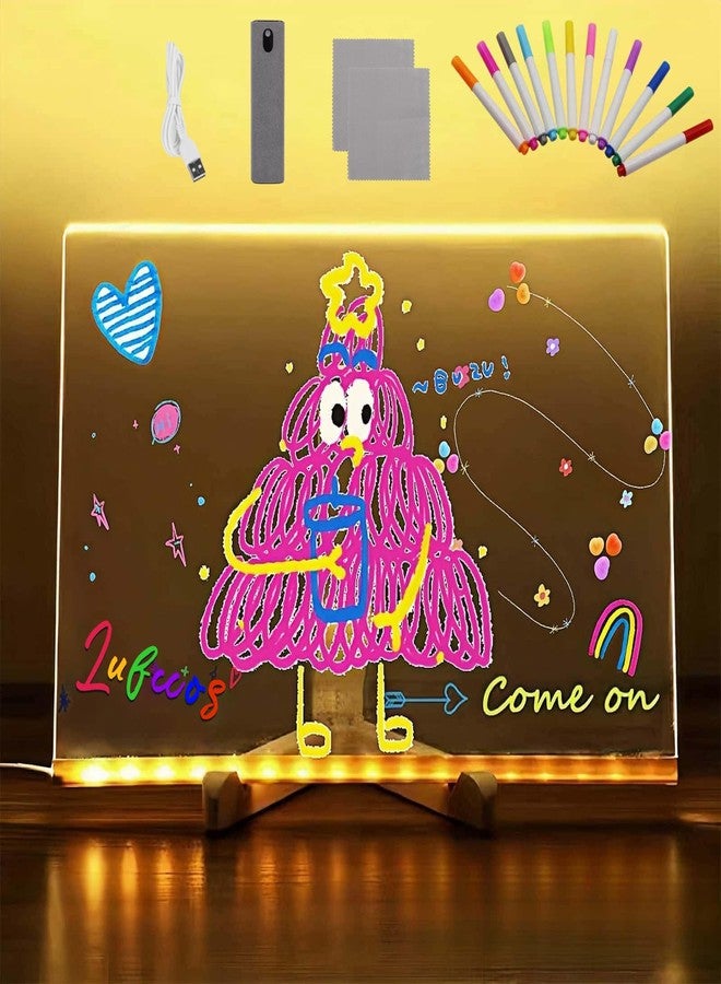 Lufccos Lumiboard Led Drawing Board,11.8 X 7.9” Led Note Board with Colors,Cosmody Led Drawing Board,Erasable Light Up Dry Erase Board,Personalized Birthday Gifts for Women Men, Adjustable Stand,12 Pens - Image 3