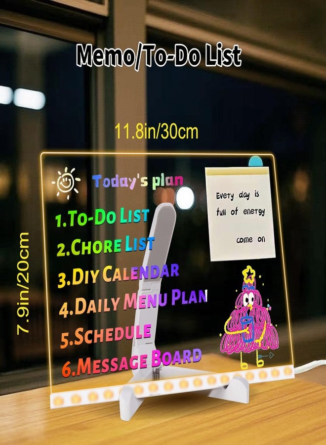 Lufccos Lumiboard Led Drawing Board,11.8 X 7.9” Led Note Board with Colors,Cosmody Led Drawing Board,Erasable Light Up Dry Erase Board,Personalized Birthday Gifts for Women Men, Adjustable Stand,12 Pens - Image 5