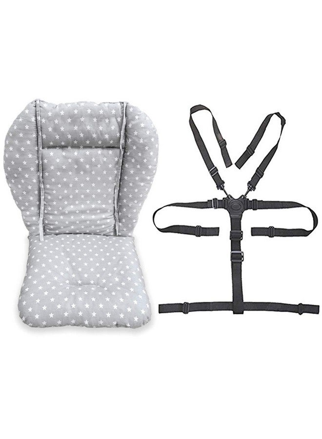 twoworld Baby High Chair Seat Cushion Liner Mat Pad Cover Resistant and High Chair Straps (5 Point Harness) 1 Suit (Fashion Gray) - Image 1