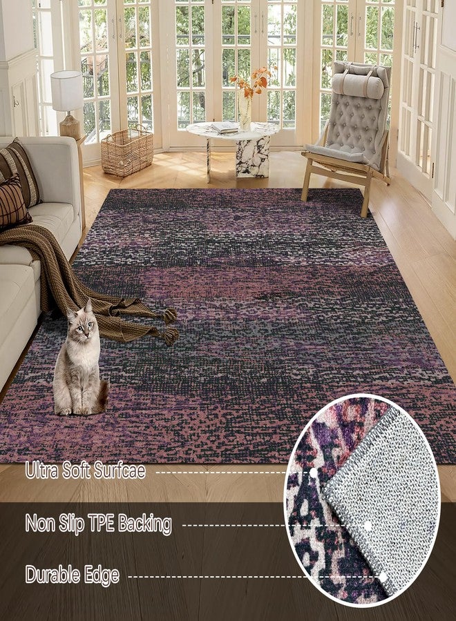 RUGSURE Washable Area Rug - 1/6 Thick - Stain & Water Resistant Non-Slip - Resistant Rug for Living Room, Bedroom, Nursery, Pet & Child Friendly, Vintage Charm Area Rugs (Burgundy, 4' x 6') - Image 5
