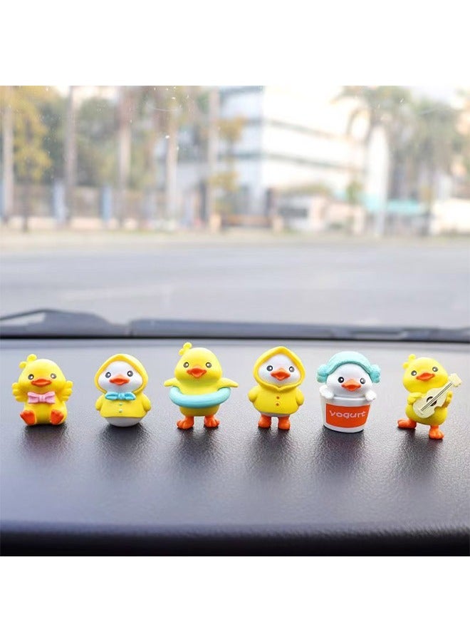 BAEKO Car Dashboard Decoration 6 Piece Cute Duck-Shaped Interior Accessories Set - Image 2