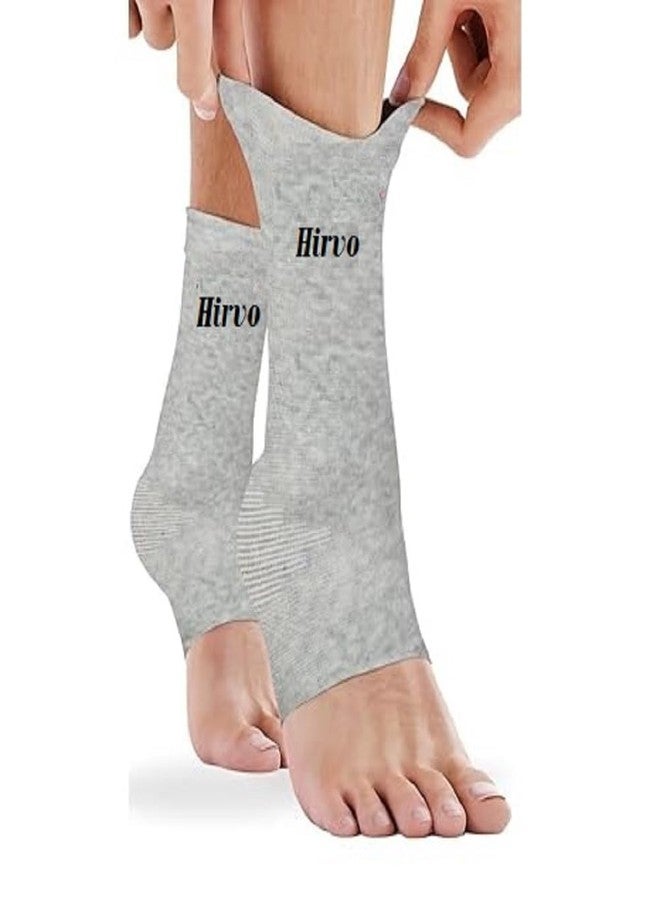 HIRVO Ankle Support - For Plantar Fasciitis, Foot & Ankle Swelling, Achilles Tendon, Heel Pain, Injury Recovery Bamboo Yarn | Grey (M)