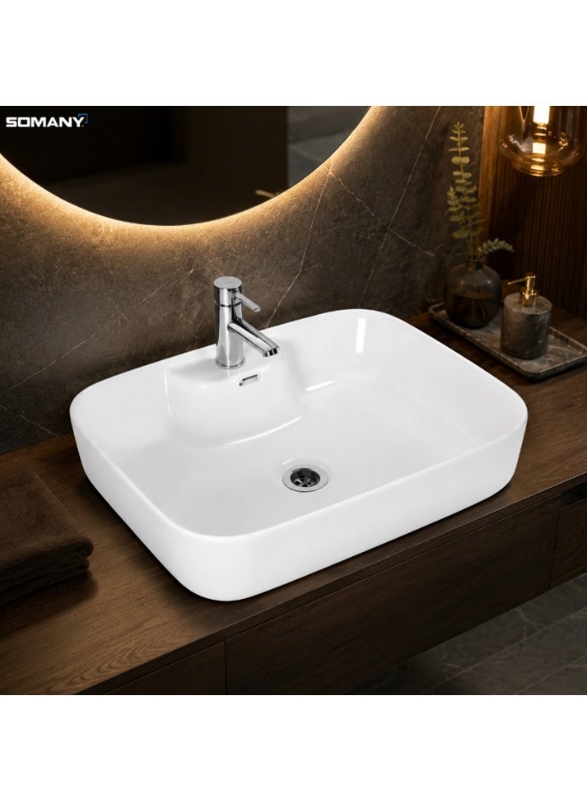 SOMANY Kent Art Basin  – Premium Counter Top Ceramic Designer Wash Basin for Modern Bathrooms - Image 3