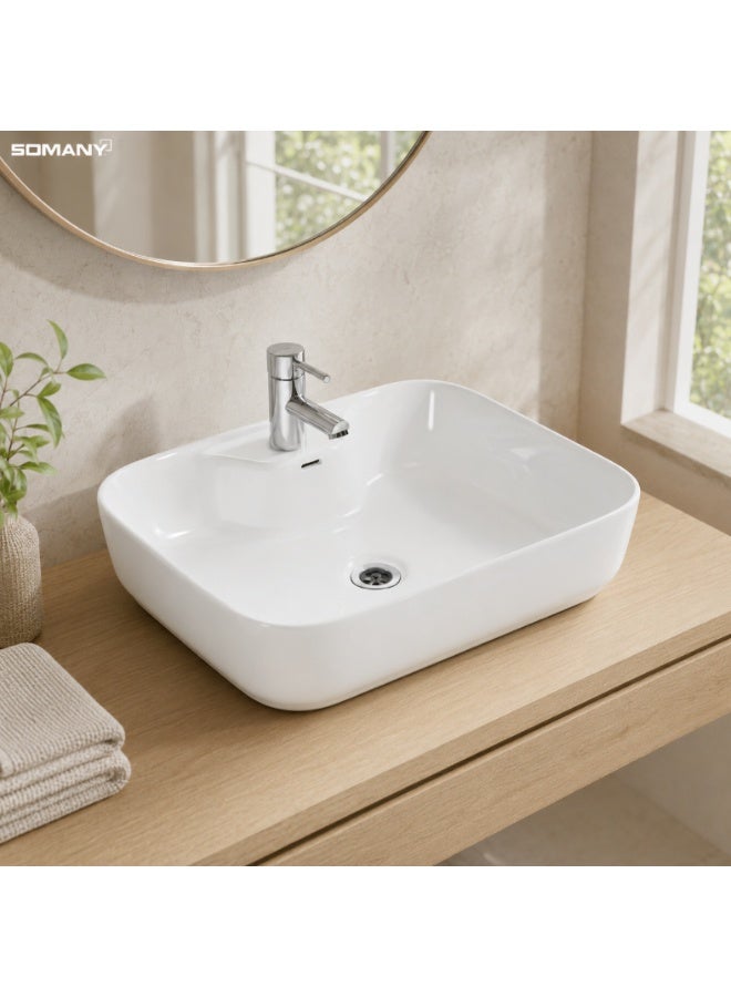 SOMANY Kent Art Basin  – Premium Counter Top Ceramic Designer Wash Basin for Modern Bathrooms - Image 2