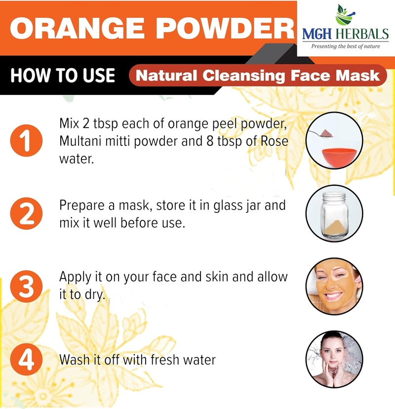 MGH Herbals MGH Herbals Orange Peel Powder For Skin And Face 200 Grams 100 Natural PreservativeFree No Chemcial  - Image 5