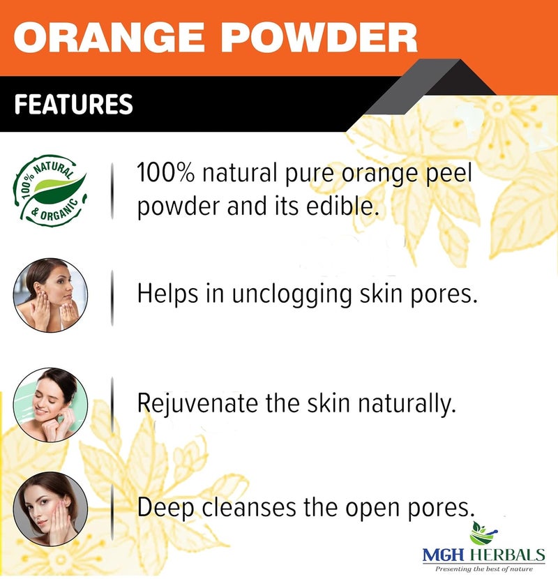 MGH Herbals MGH Herbals Orange Peel Powder For Skin And Face 200 Grams 100 Natural PreservativeFree No Chemcial  - Image 2