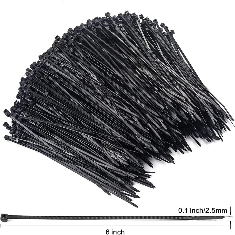 Rienar 1000 Pcs Zip Ties, 6 Inch Self-Locking Nylon Cable Ties, Premium Heavy Duty Plastic Wire Ties Wraps for Indoor and Outdoor (Black) - Image 2