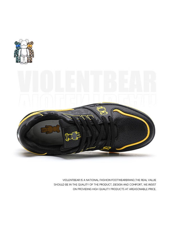Violentbear Men's Autumn New Sports Shoes Casual Lightweight Breathable Couple Sneakers 889 Black Duck Yellow Size 38 - Image 2