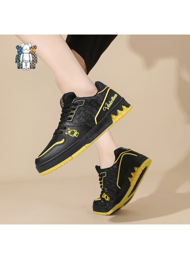 Violentbear Men's Autumn New Sports Shoes Casual Lightweight Breathable Couple Sneakers 889 Black Duck Yellow Size 38 - Image 5