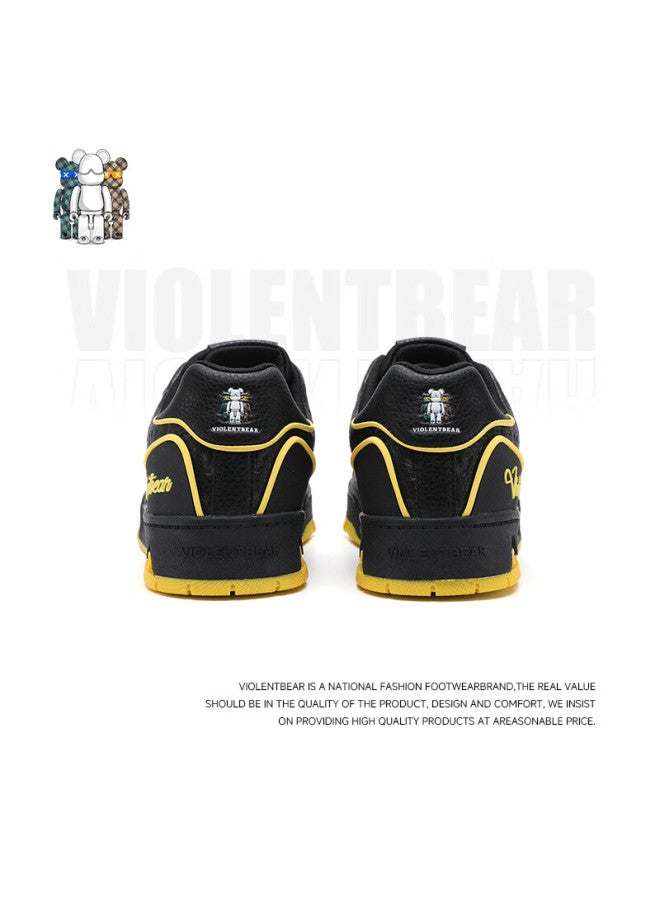 Violentbear Men's Autumn New Sports Shoes Casual Lightweight Breathable Couple Sneakers 889 Black Duck Yellow Size 38 - Image 4