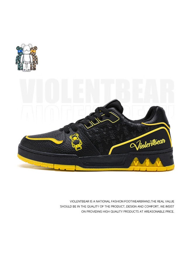 Violentbear Men's Autumn New Sports Shoes Casual Lightweight Breathable Couple Sneakers 889 Black Duck Yellow Size 38 - Image 1