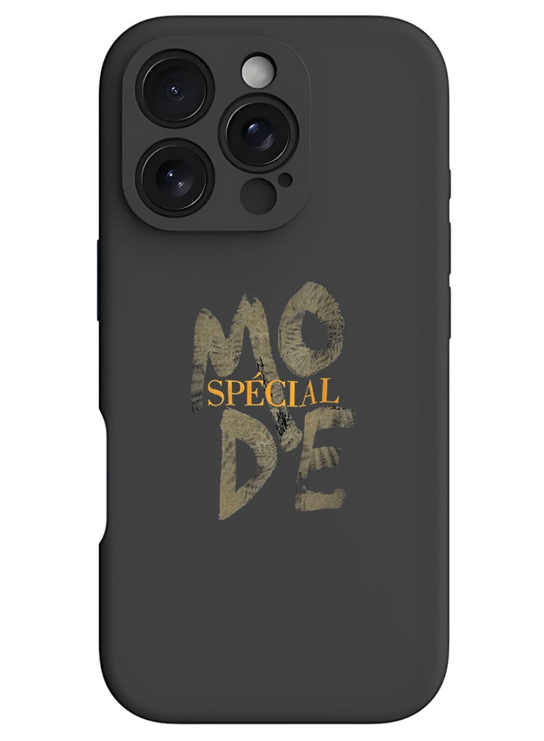 Theodor iPhone 16 Pro Black Protective Slim Fit Case Liquid Silicone Cover with Full Body Protection Anti-Scratch Shockproof Case For iPhone - Mode special - Image 1