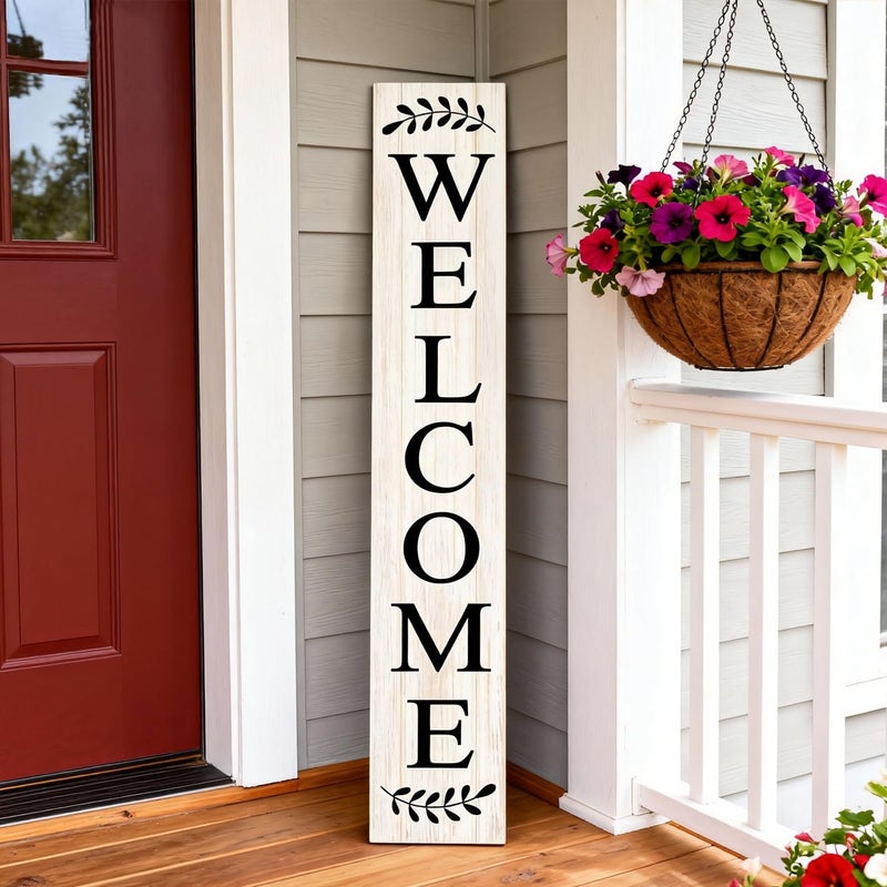 Cpcdaosk Farmhouse Wooden Merry Christmas Welcome Sign Stand for Front Door, 47" Large Welcome Sign for front porch, Rustic Vertical Tall Xmas Gift Porch Leaner Decor for Outdoor Patio Garden - Image 3