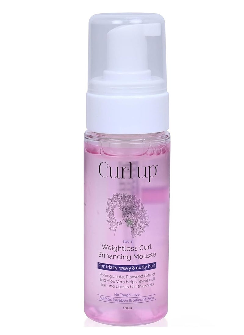 Curl Up Curl Up Weightless Curl Enhancing Mousse | Wavy & Curly Hair Mousse | Light Weight Styler Defines Curls, adds Shine and Volume | Hair Mousse for Women & Men |150ml  - Image 1