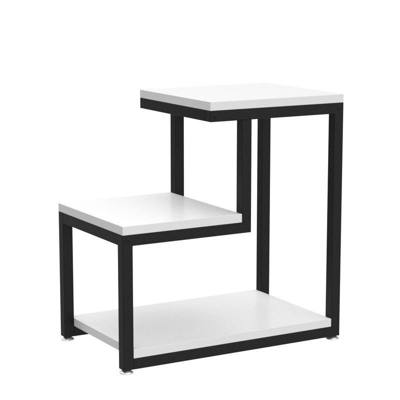 Priti Modern End Tables 3Tier Chair Side Table Night Stand with Storage Shelf for Living Room Bedroom Entryway White Engineered Wood - Image 4