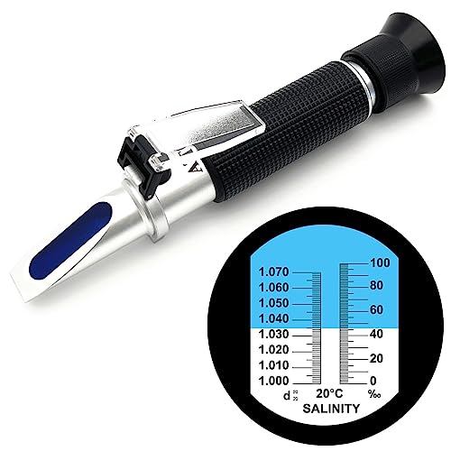 Hallocool Salinity Refractometer for Aquarium Seawater Marine Fishkeeping Salinity Tester 0-100PPT & 1.000-1.070 Salinity Hydrometer Slatwater Refractometer with Automatic Temperature Compensation (ATC) - Image 1