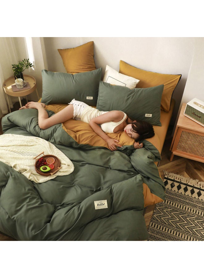 Skin-friendly Sanding Solid Color Single Quilt Cover Simple Nordic Style No Pilling No Fading Student Dormitory Upper And Lower Burds-Color: Navy + Khaki✦✦-Specifications:Single Quilt Cover 220*240cm✦✦ - Image 4