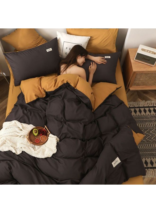 Skin-friendly Sanding Solid Color Single Quilt Cover Simple Nordic Style No Pilling No Fading Student Dormitory Upper And Lower Burds-Color: Navy + Khaki✦✦-Specifications:Single Quilt Cover 220*240cm✦✦ - Image 3