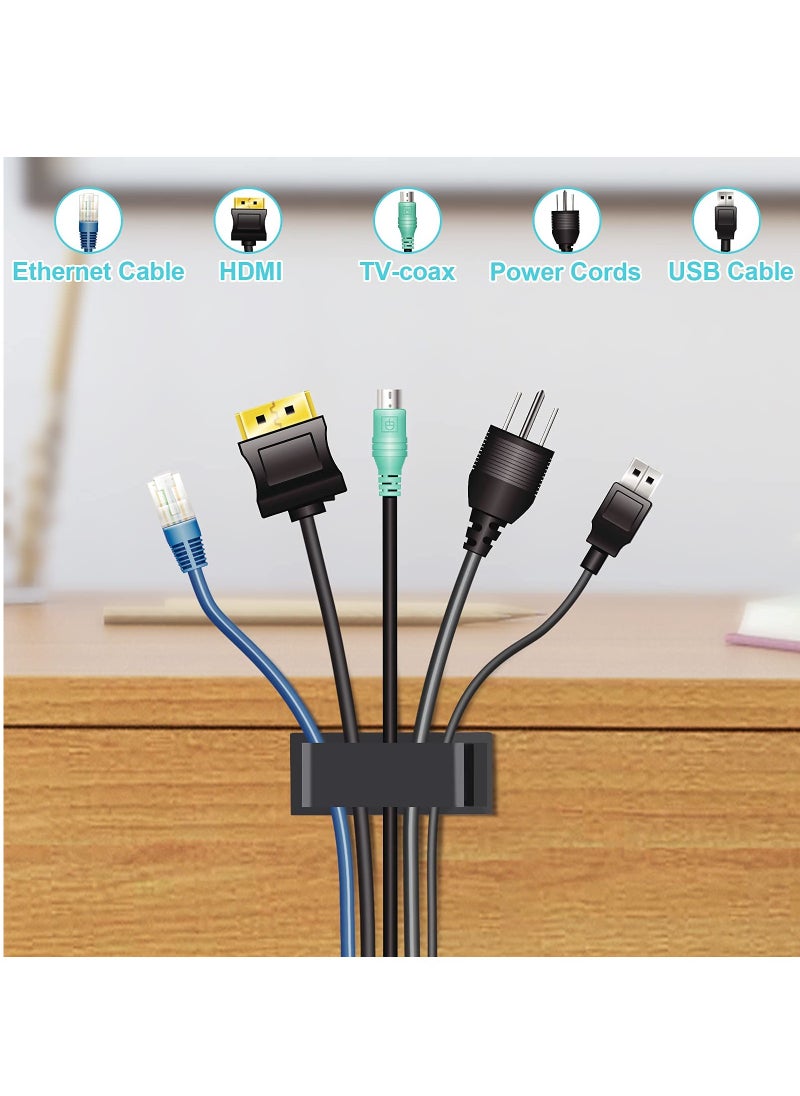 Alruht - 20-Piece Cable Management Clips, Large Clips for Under Desk Wire Management, Adhesive Organizer Multiple Cord, Computer/PC, Network, TV, Ethernet, Electric Wires, Black - Image 1