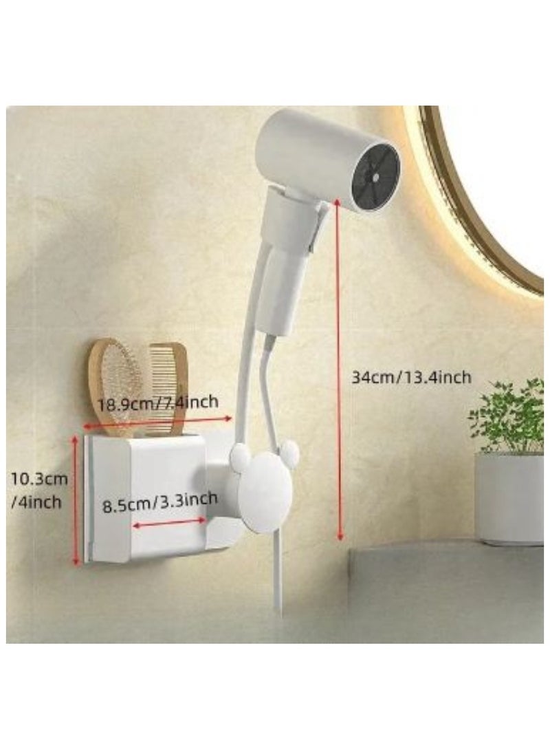 AROAQ Bathroom Shelf On The Wall No Drilling Multifunctional Storage Shelves Bathroom Organizer Hair Dryer Holder Toilet Cradle - Image 1