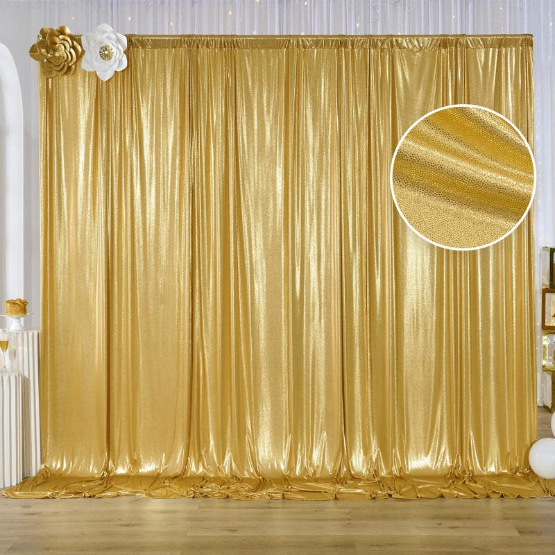 Htper 10x10 ft Gold Sequin Backdrop Curtain Panels for Parties, Wrinkle Free Glitter Photo Backdrop Drapes 2 Panels 5x10FT Shimmer Back Drop Cloth for Wedding Birthday Christmas Photography Background - Image 1