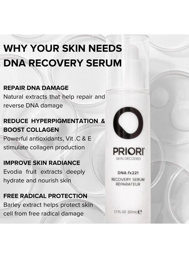 Priori Skincare DNA Recovery Serum Repairing, Correcting Age Defying Day & Night Face Treatment Free Radical Protection Beauty Boost Intense Hydration Oil Free Fragrance Free 1.7 fl oz - Image 2