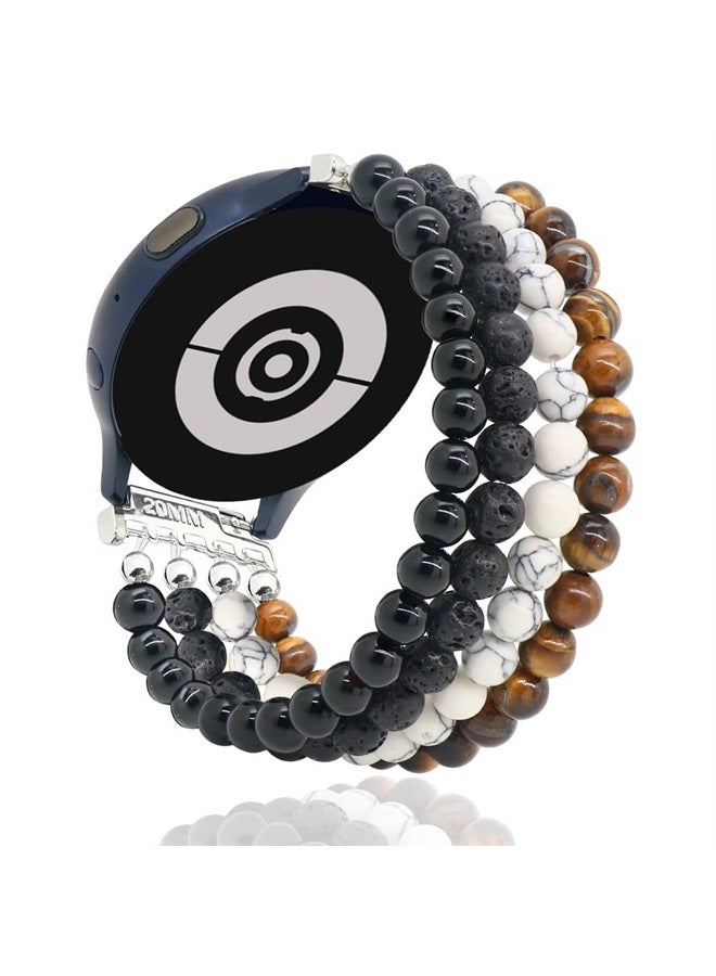 Bracelet Compatible with Samsung Galaxy Watch 4 Band/Watch 5 Band 40mm 44mm, Galaxy Watch 5 Pro, Galaxy Watch 4 Classic Band 42mm 46mm, 20mm Beaded Strap Band for Galaxy Watch Active 2 Women