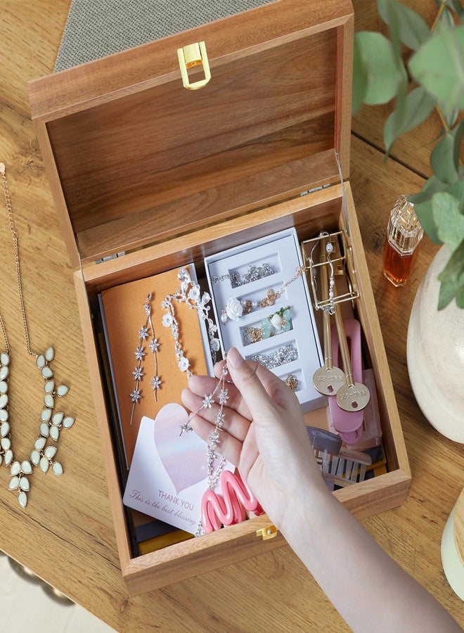 DRASTAR Wooden Keepsake Box, Large Acacia Storage Memory Box with a Hinged Lid for Crafts and Photo Storage - Image 5