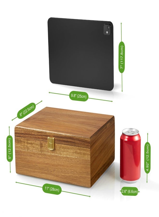 DRASTAR Wooden Keepsake Box, Large Acacia Storage Memory Box with a Hinged Lid for Crafts and Photo Storage - Image 3