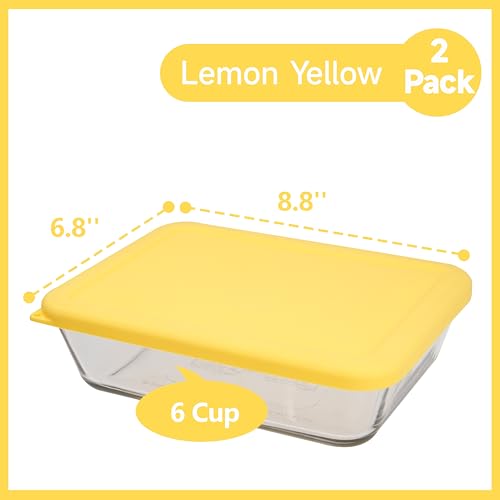 LUVCOSY 6 Cup Rectangle Silicone Storage Cover Lids Replacement for Anchor Hocking Glass Bowls (Container not Included) 2 Pack, Microwave, Dishwasher and Freezer Safe - Image 2