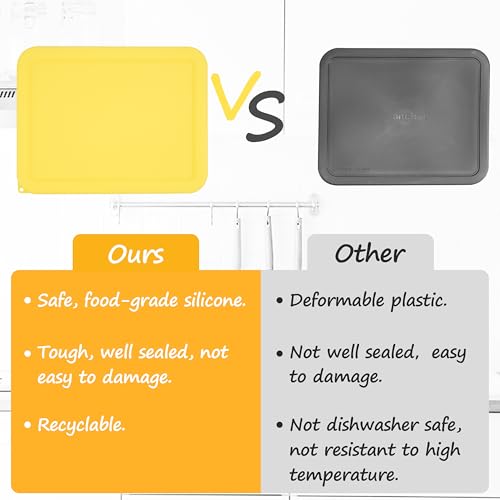 LUVCOSY 6 Cup Rectangle Silicone Storage Cover Lids Replacement for Anchor Hocking Glass Bowls (Container not Included) 2 Pack, Microwave, Dishwasher and Freezer Safe - Image 4