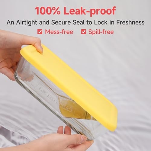 LUVCOSY 6 Cup Rectangle Silicone Storage Cover Lids Replacement for Anchor Hocking Glass Bowls (Container not Included) 2 Pack, Microwave, Dishwasher and Freezer Safe - Image 5