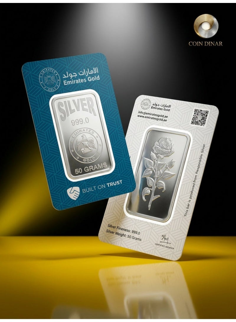 Emirates Gold 50g Silver Bar – Certified Bar- WITH INVOICE - Image 1
