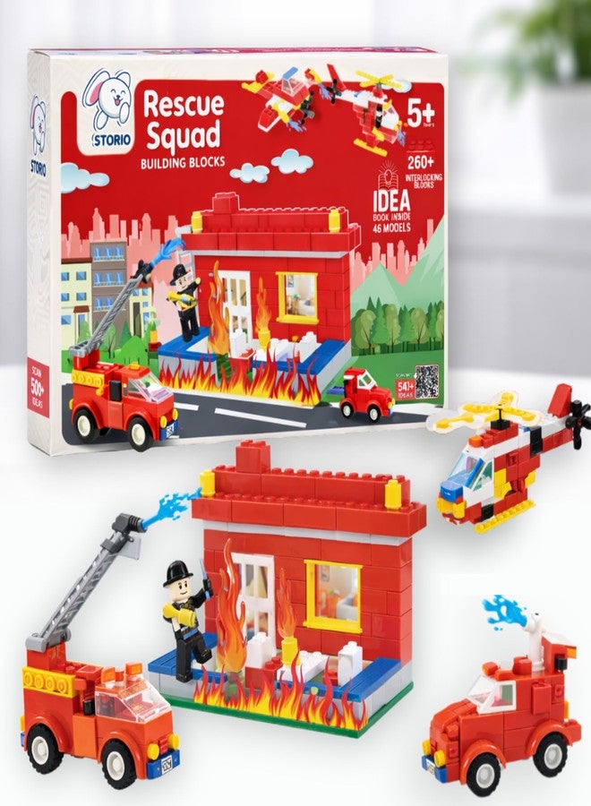 Storio Rescue Squad 260+ Pcs Fire Fighter Theme Building Blocks Set for Kids | DIY Construction Toy for Boys & Girls | Educational STEM Learning Puzzle Game | Creative Play Set for Children 6+ Years - Image 1