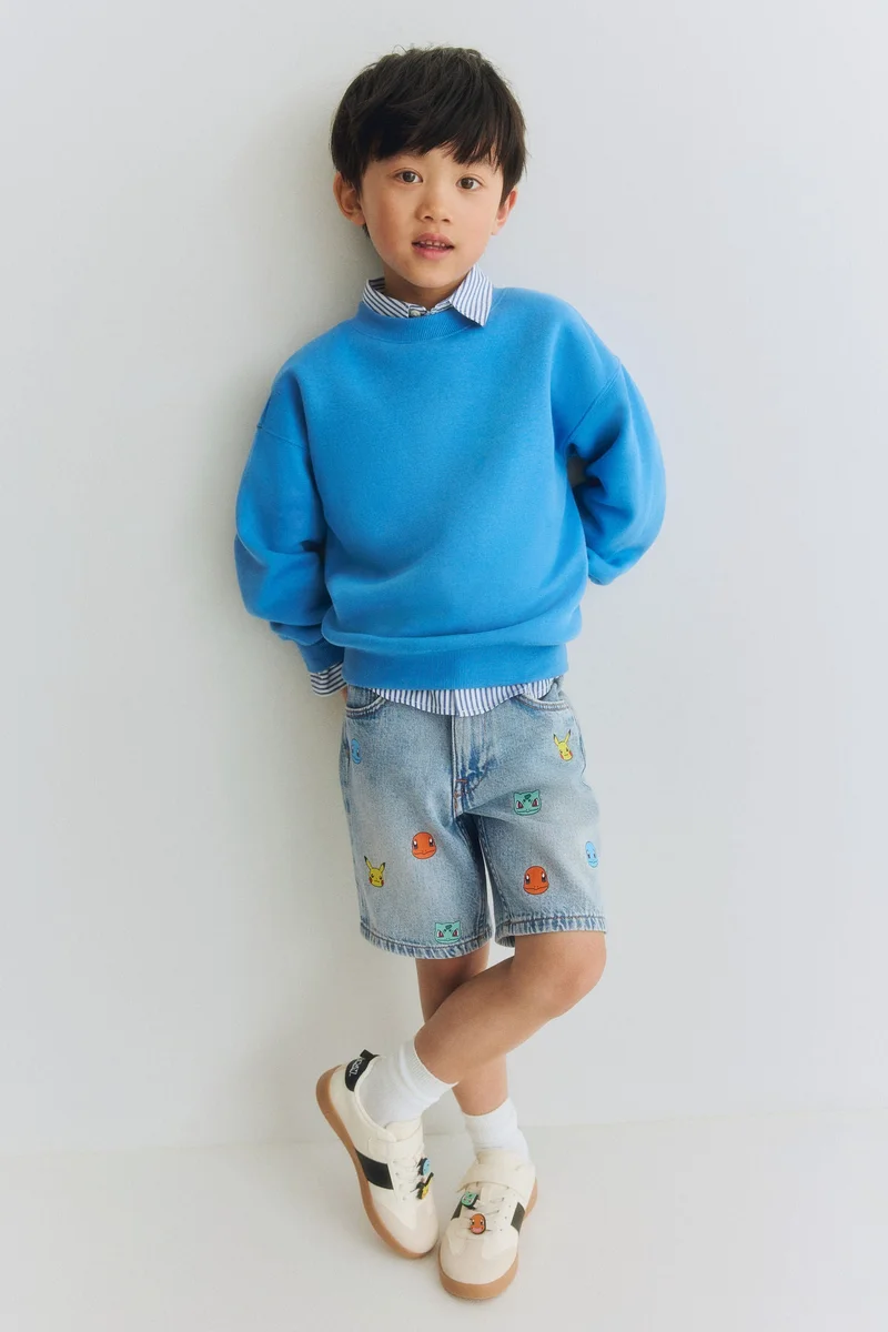 H&M Printed denim shorts